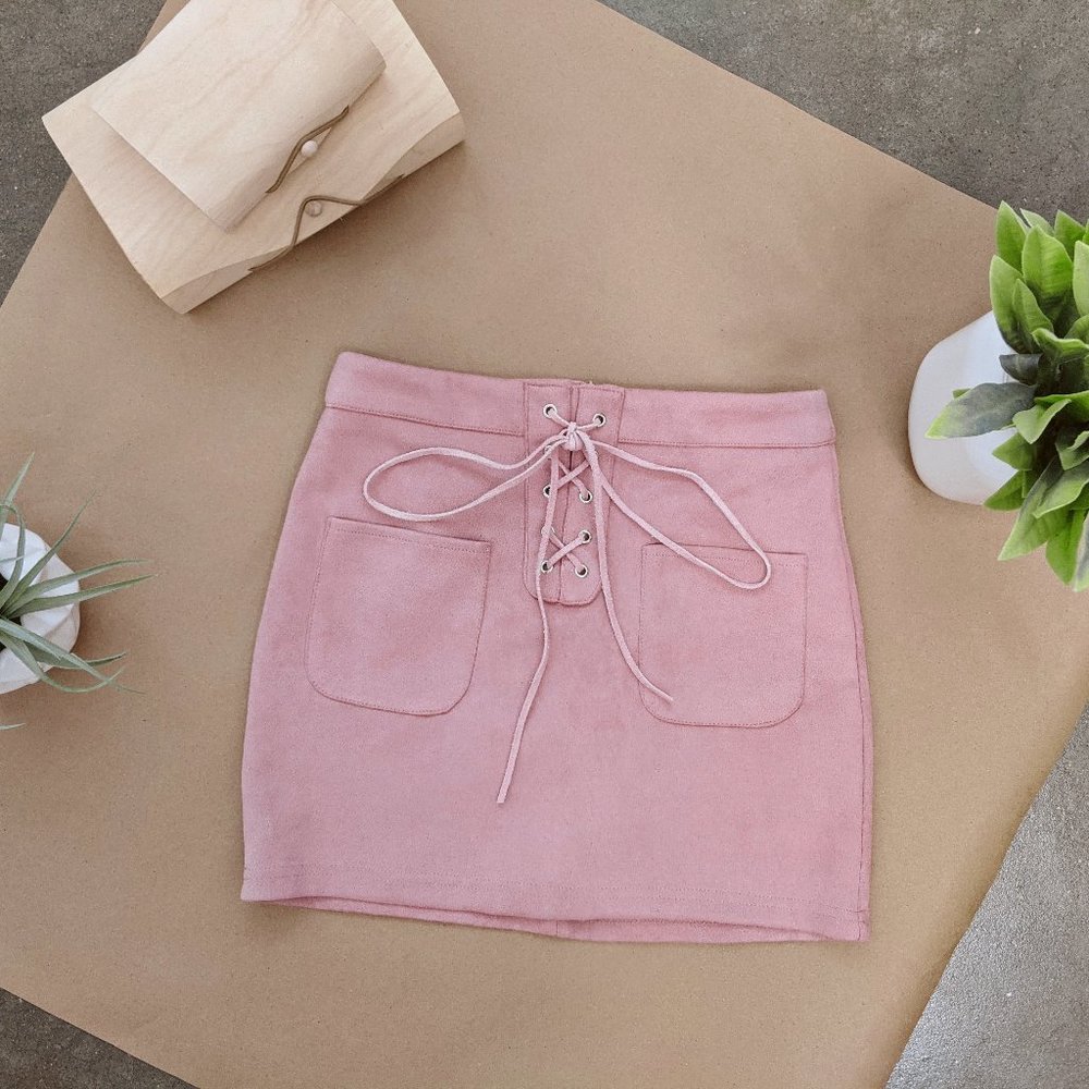 Blush Tie up Mini Skirt